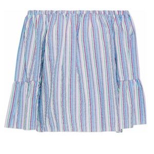 Off-the-shoulder striped cotton seersucker top